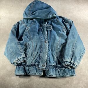 Vintage Rock Creek Washed Denim Boxy Full Zip Hooded Jacket Large